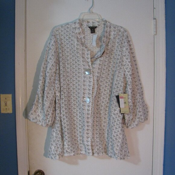 Multiples Blouse 2X Plus Size NWT $85 Semi Sheer Shirt Jacket Shirtjac - Picture 1 of 5